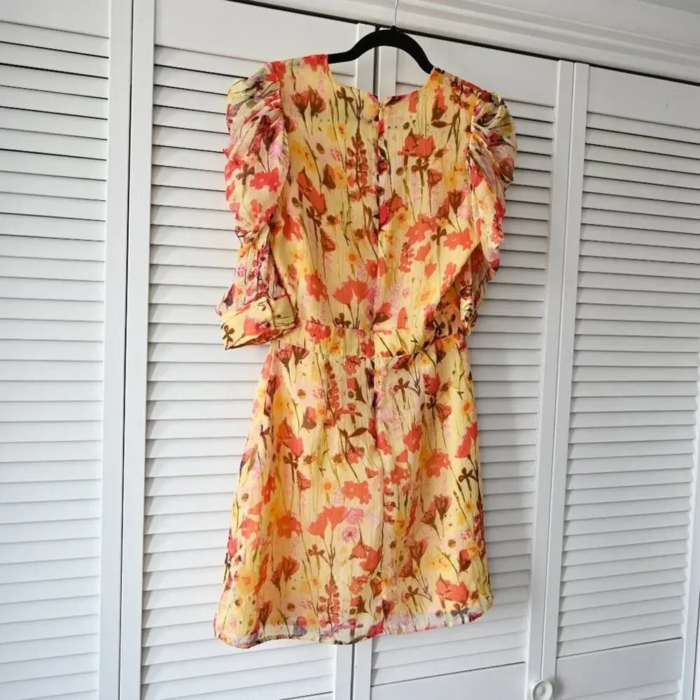 Walter Baker Size 4 NWT Floral Yellow Tulip Adriana Dress | Size 4 - Picture 6 of 11